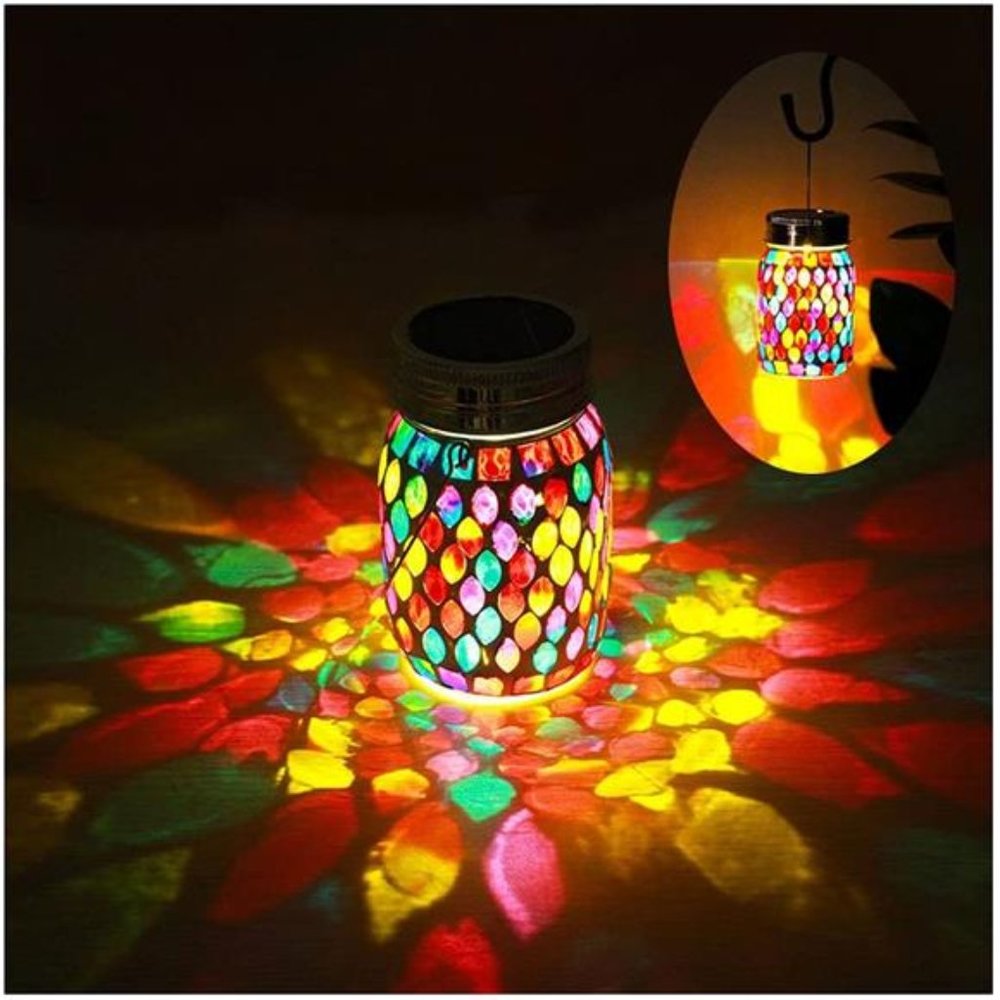 Mosaic Rechargeable Solar Lights Outdoor Hanging Lanterns